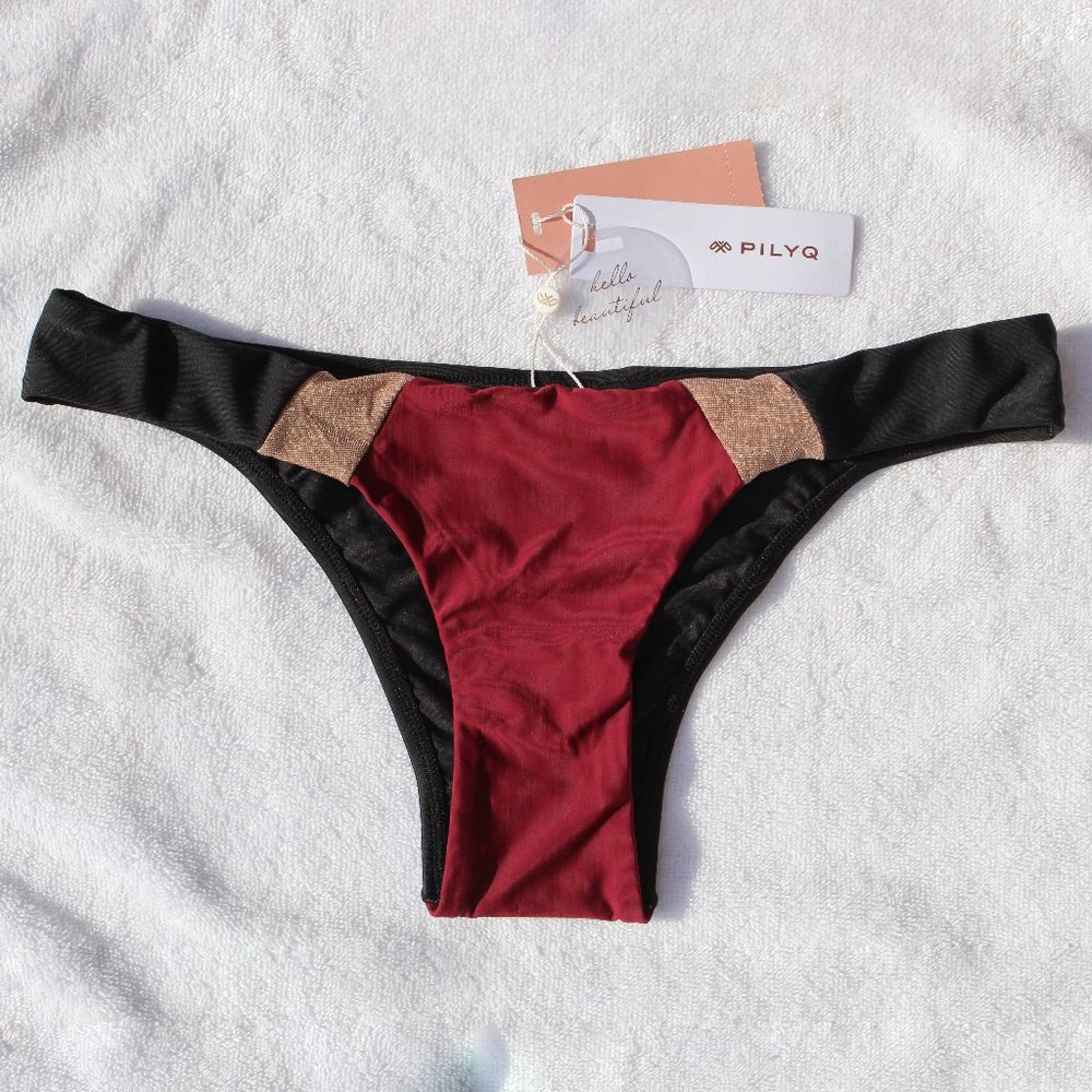 PilyQ Vino Color Block Teeny Swim Bottoms (S)
